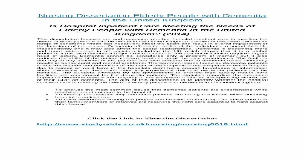 dissertation topic on dementia