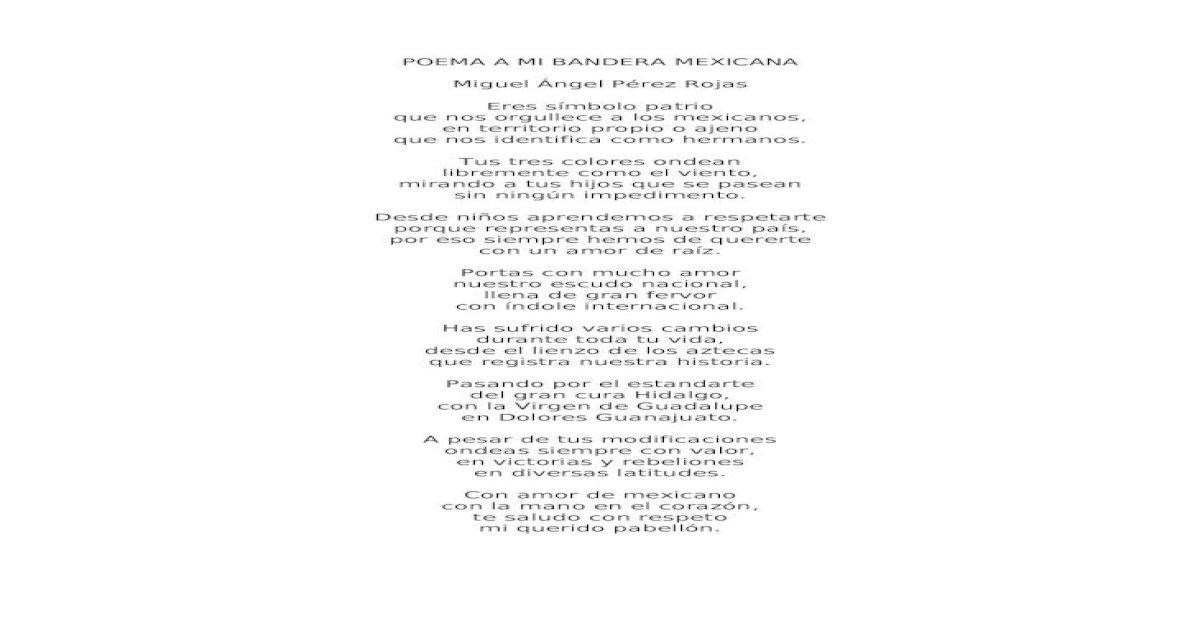 Poema A Mi Bandera Mexicana Docx Document 