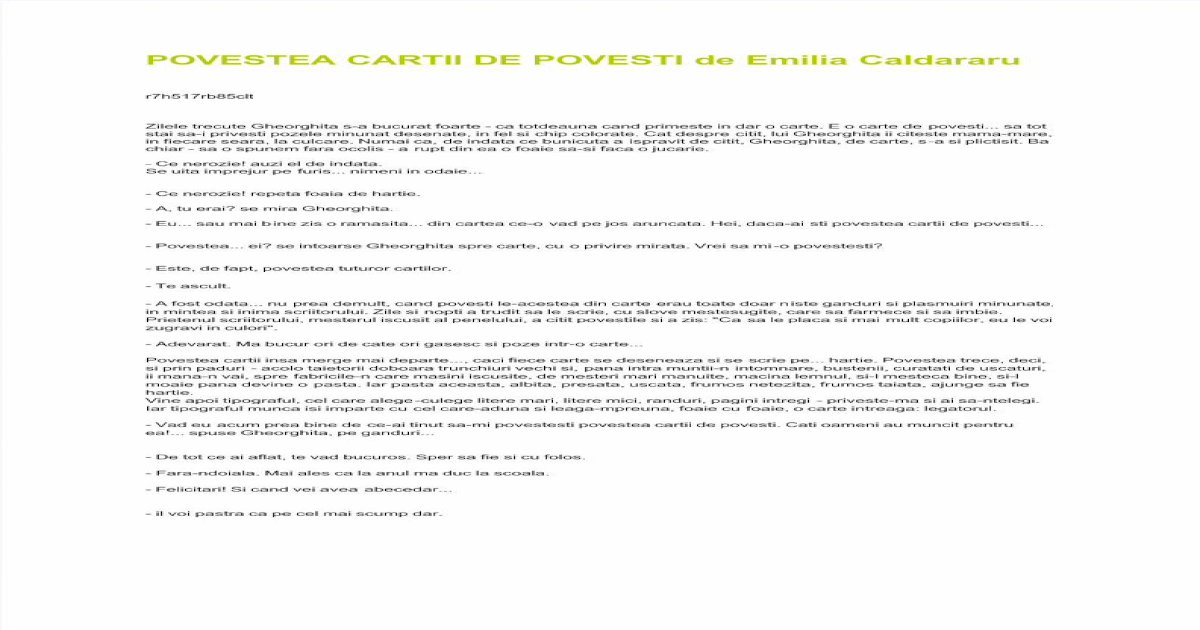 Almost dead Frank Worthley Oak tree Povestea Cartii de Povesti de Emilia Caldararu - [PDF Document]