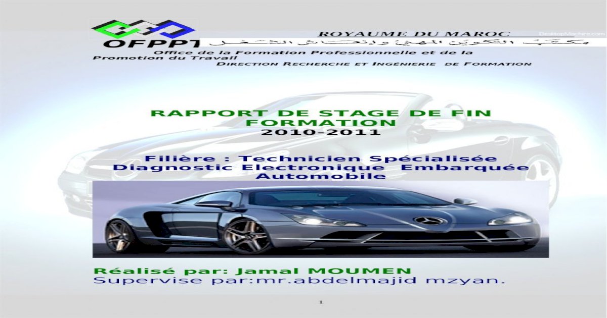 RAPPORT DE STAGE DE FIN FORMATION - Diagnostic Électronique