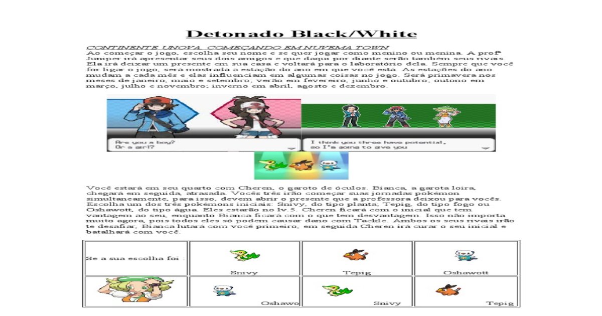 Detonado Black White, PDF, Pokémon