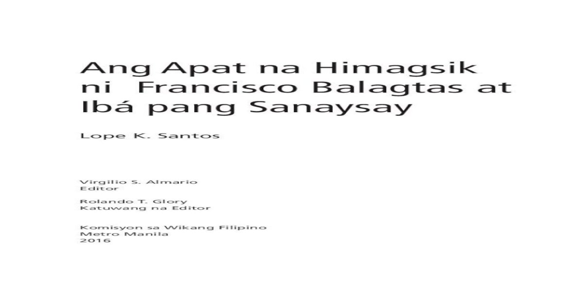 Ang Apat na Himagsik ni Francisco Balagtas at Ibá pang Sanaysay - [PDF
