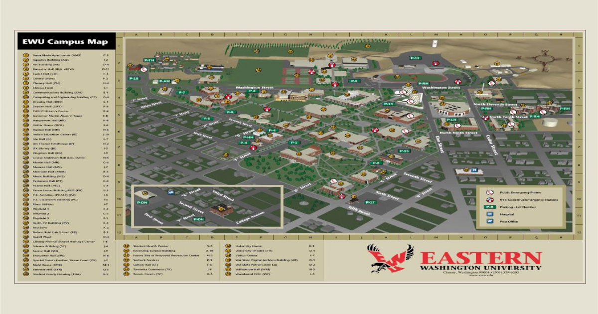 Campus Map 44.25x29 - EWU · PDF fileEWU Campus Map 1 2 3 4 5 6 7 8 9 10 ...
