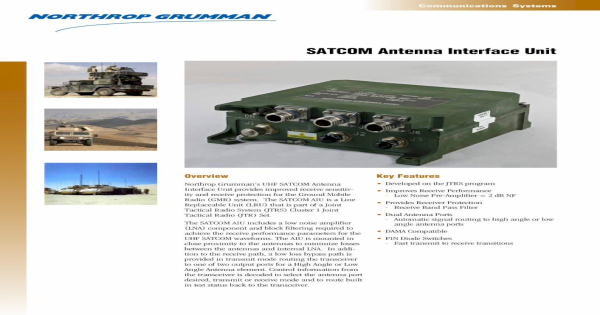 SATCOM Antenna Interface Unit - Northrop Grumman€¦ · SATCOM Antenna ...