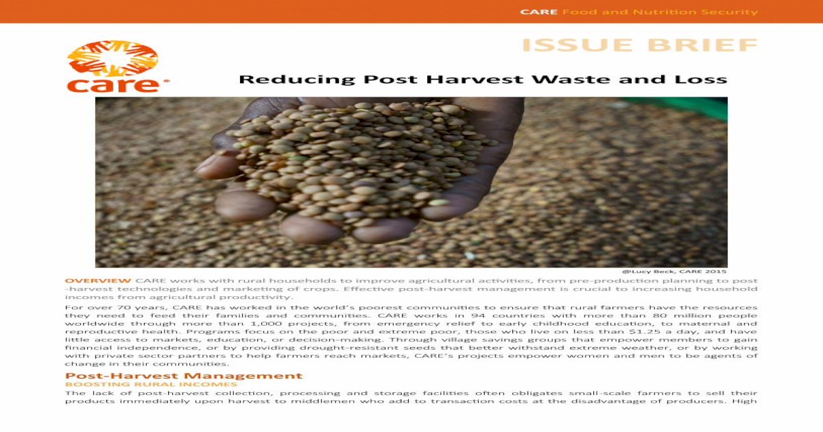 Reducing Post Harvest Waste and Losscare.org/sites/default/files ...