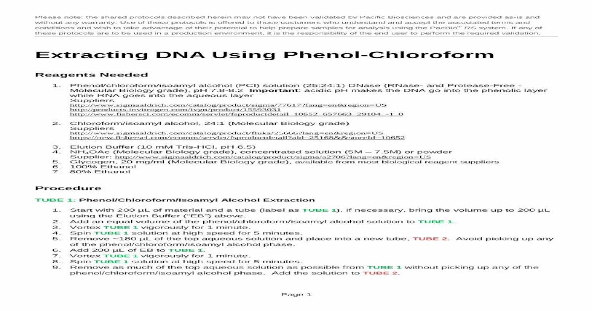 Extracting Dna Using Phenol Chloroform · Extracting Dna