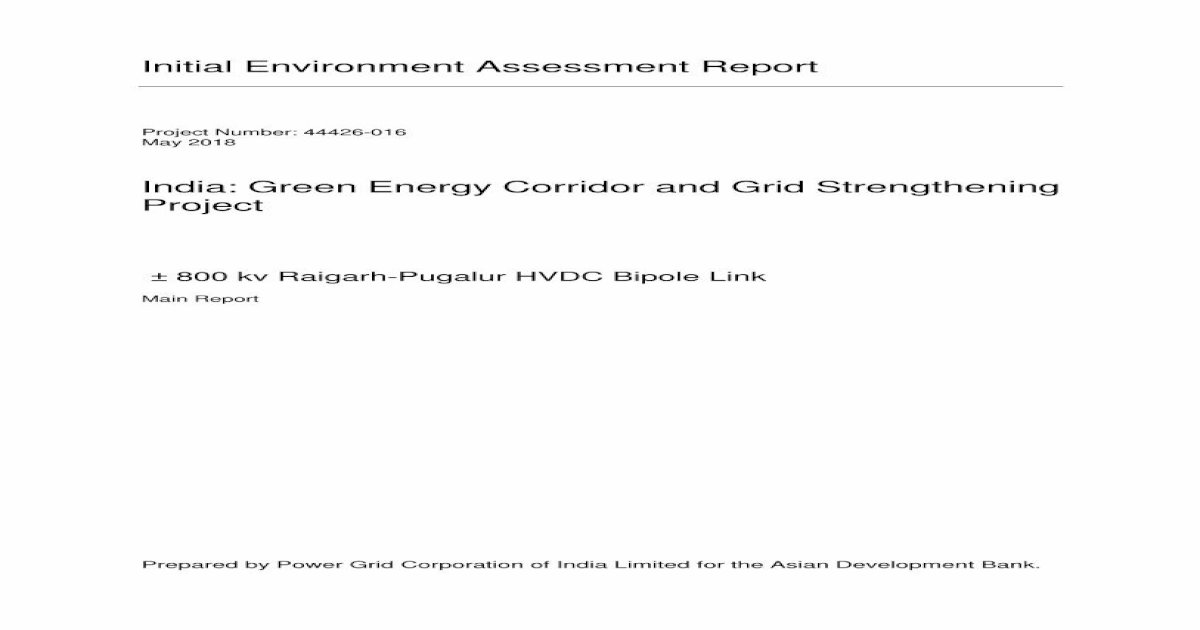 Initial Environment Assessment Report · Project ± 800 kv Raigarh ...