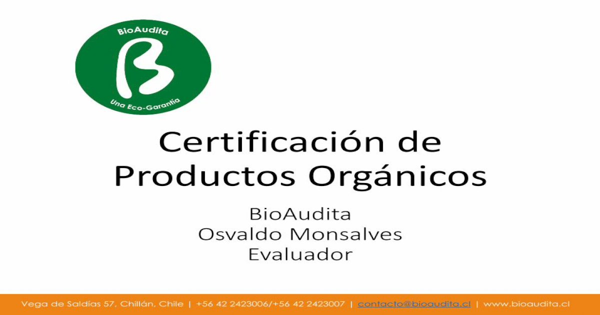 Certificación De Productos Orgánicos · Certificado Transacción Nacional