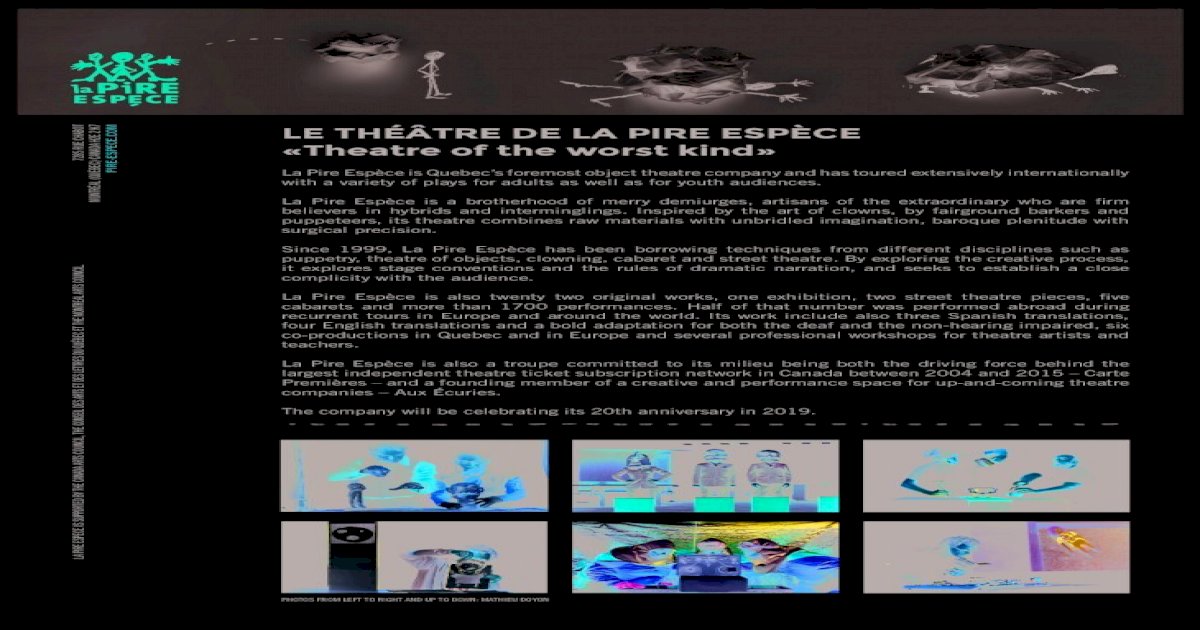 LE THÉÂTRE DE LA PIRE ESPÈCE «Theatre of the worst kind»LE THÉÂTRE DE ...