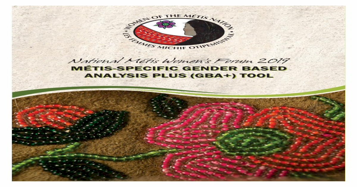 MÉtis Specific Gender Based Analysis Plus Gba Tool [pdf Document]