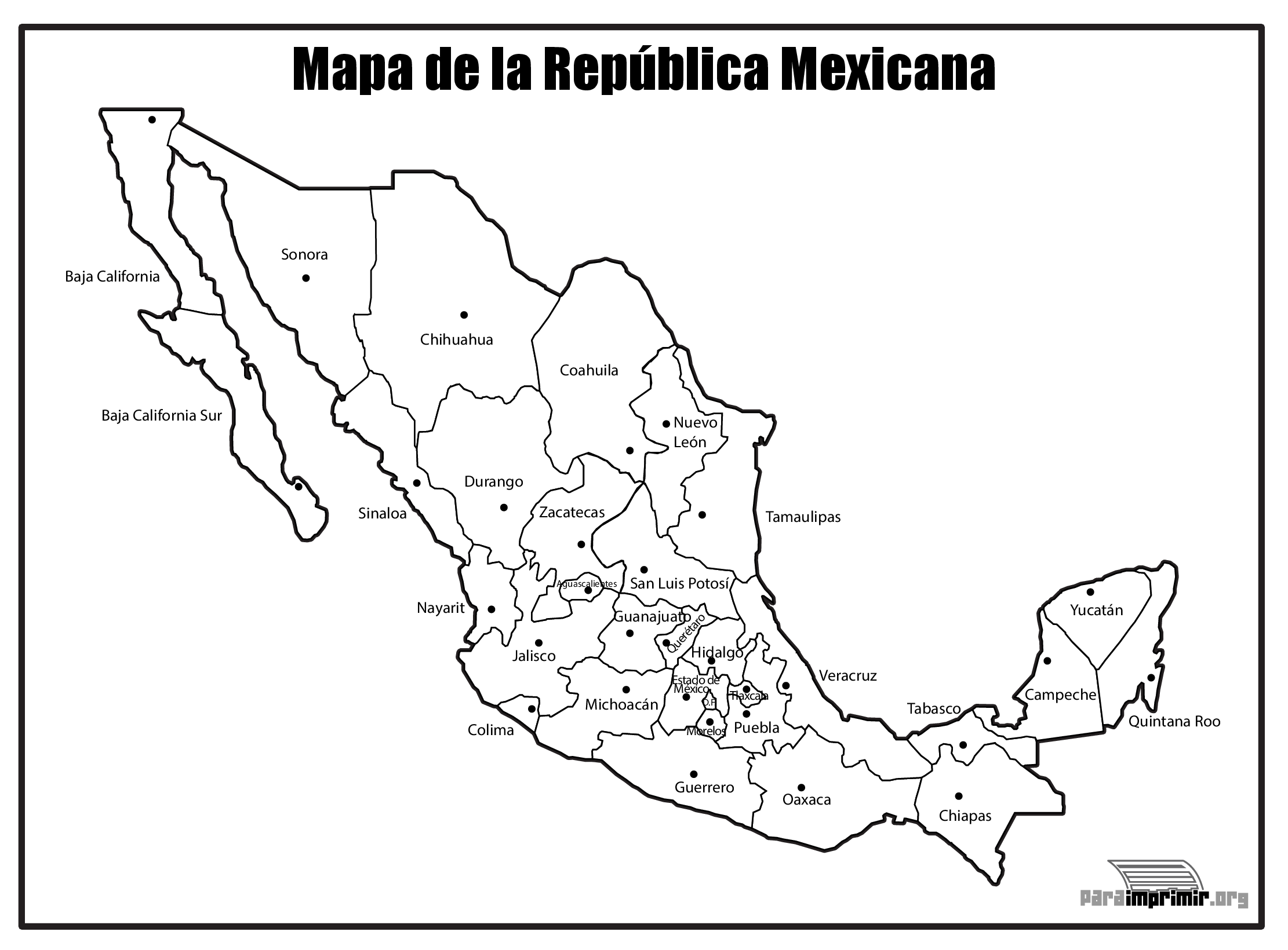 Mapa De La Republica Mexicana Con Nombres Para Imprimir Download Pdf