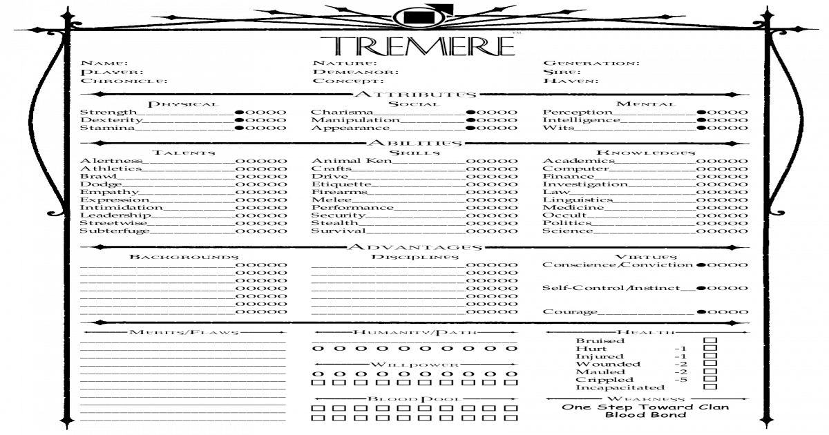 WOD - Vampire - The Masquerade - Tremere Character Sheets (Revised ...