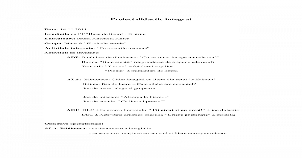 0 2 Proiect Didactic Integrat Doc Document