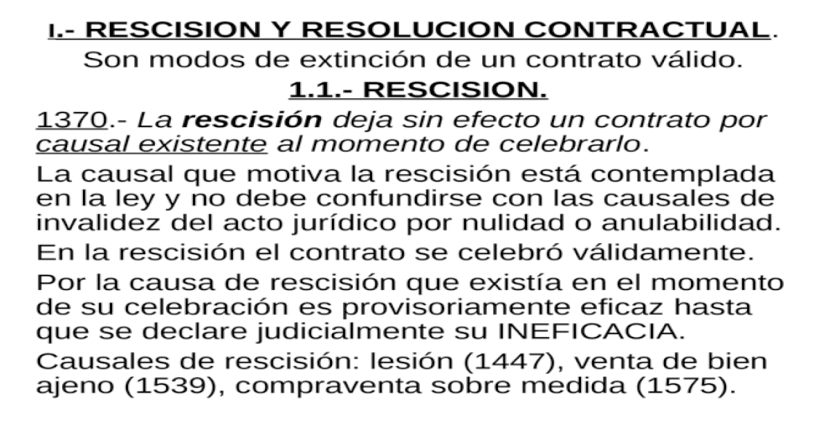 I Rescision Y Resolucion Contractual Son Modos De Extinción De Un Contrato Válido 1 1