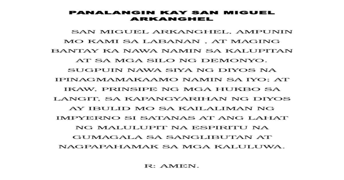Panalangin Kay San Miguel Arkanghel - [PDF Document]