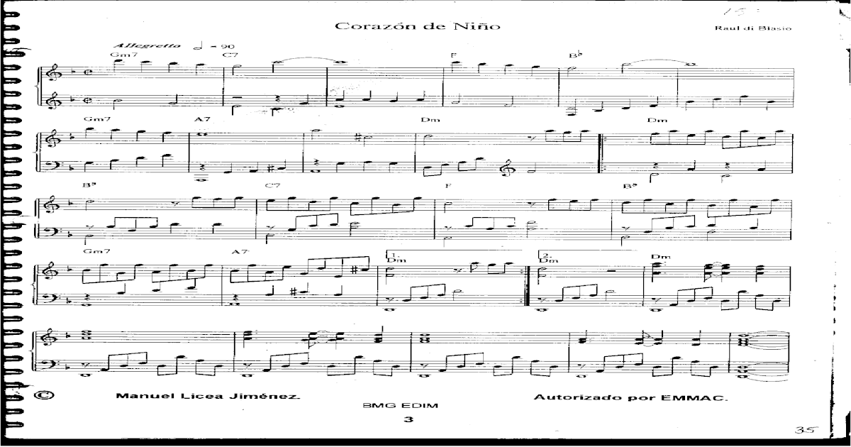 Raul Di Blasio - Corazon de Nino Piano Sheet Music - [PDF Document]