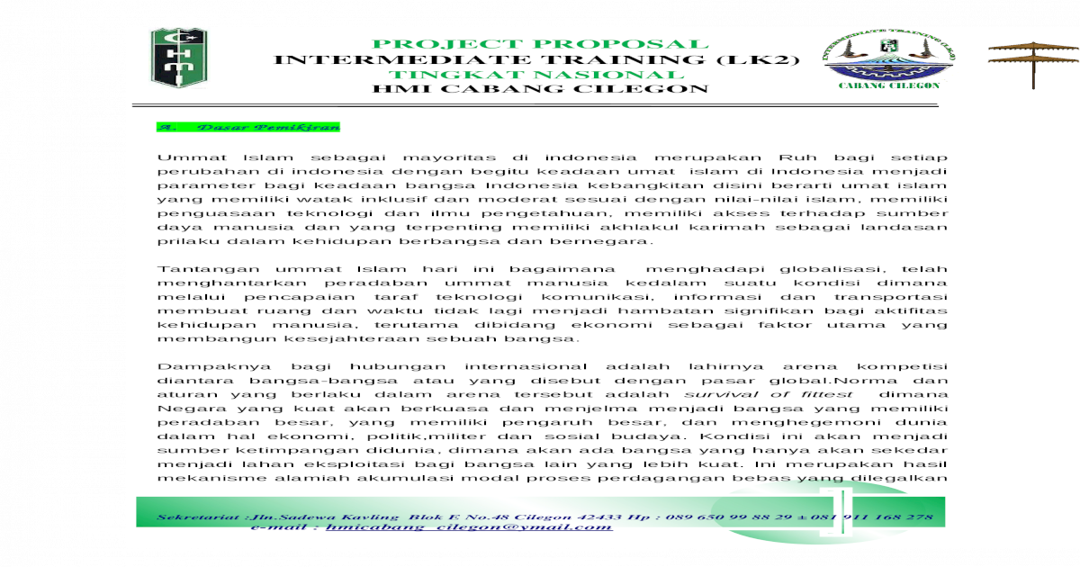 Project Proposal Lk 2 Hmi Cabang Cilegon Doc Document