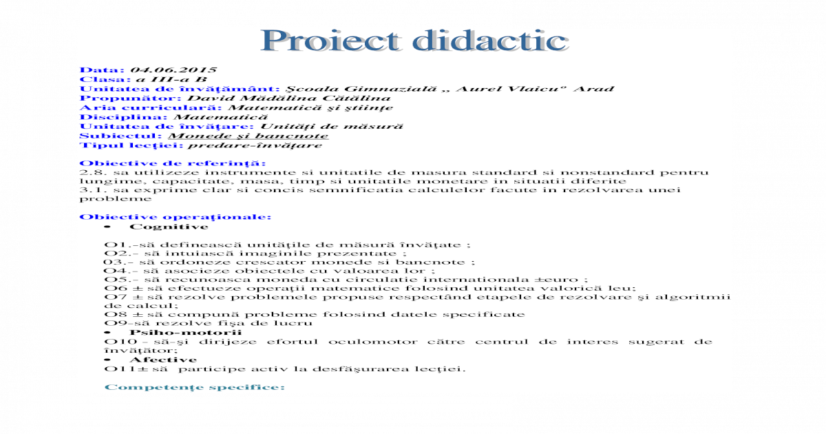 Inspectie Proiect Didactic Doc Document