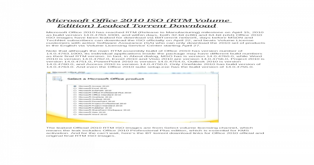 Microsoft Office 2010 Iso Doc Document