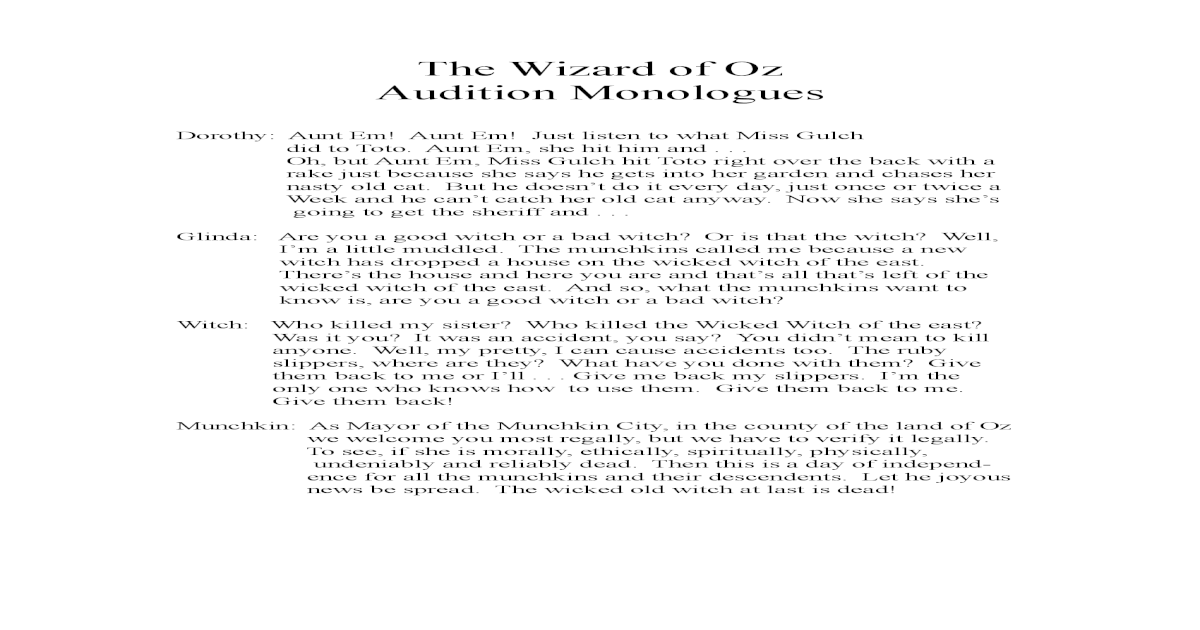 free play script for the wizard of oz
