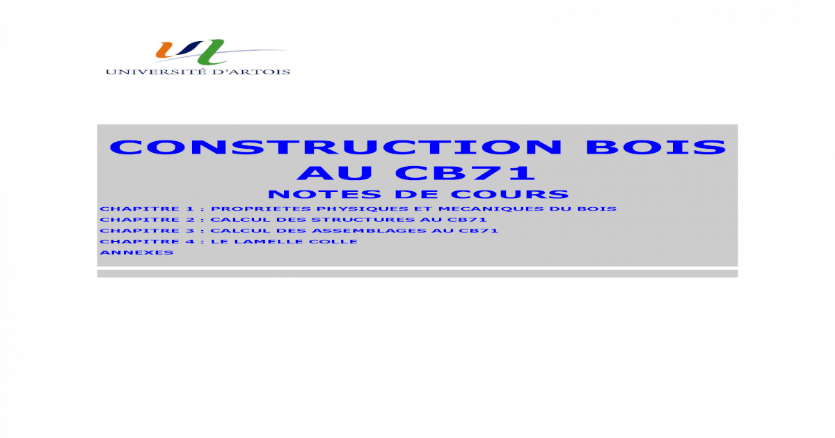 Construction Bois Cb71 Univ Artois Pdf Document