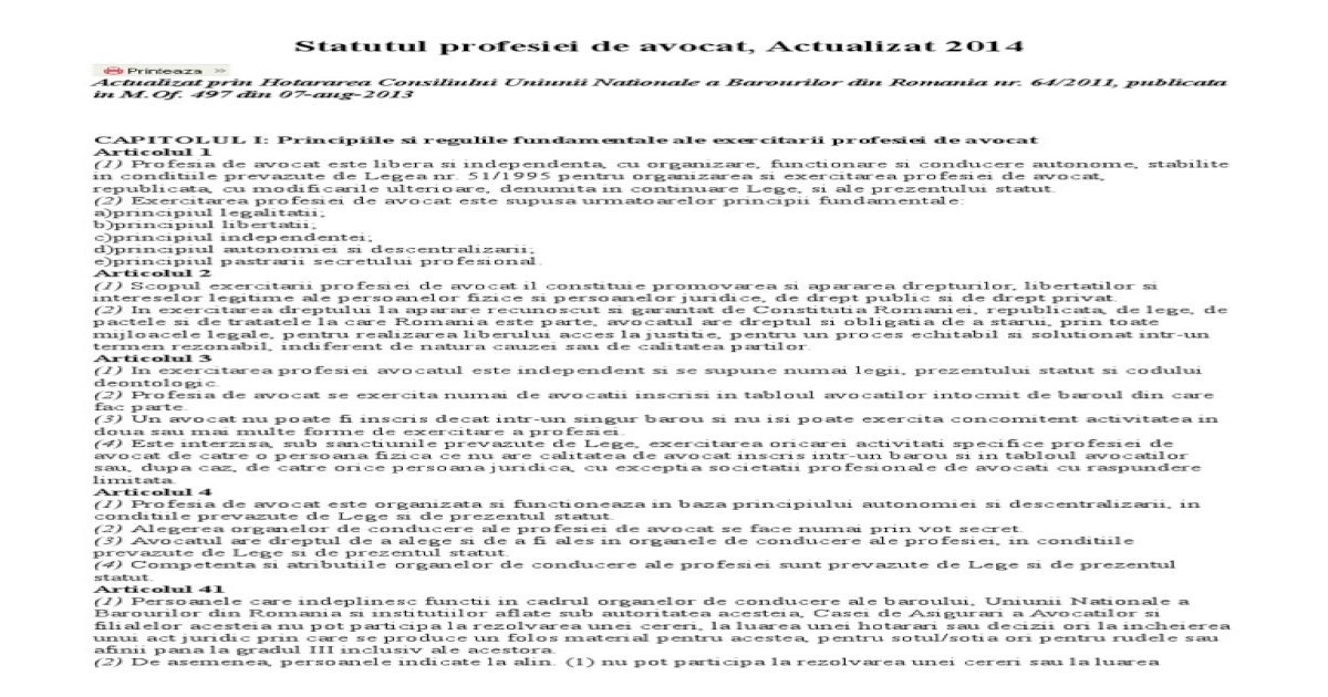 Statutul Profesiei De Avocat Pdf Document