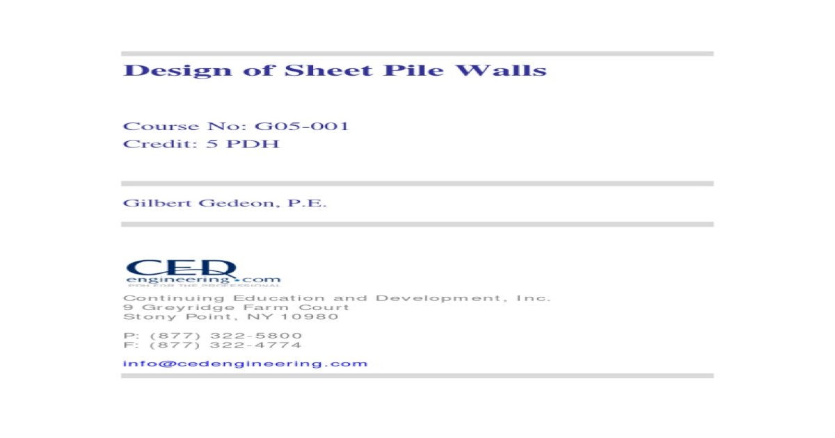218819970 Design Of Sheet Pile Walls Pdf Document