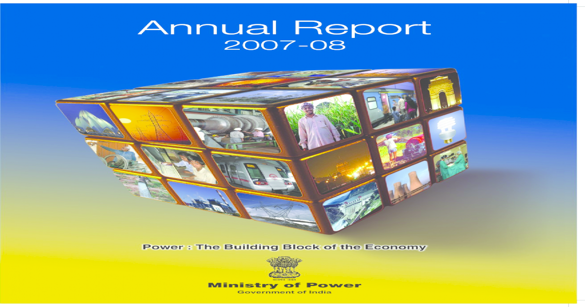 Annual Report 2007 08 Ministry Of Power Pdf Document