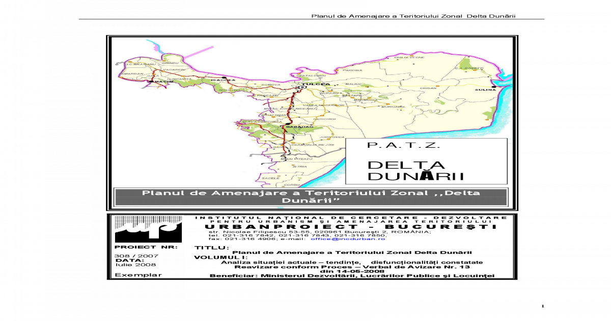 Planul De Amenajare A Teritoriului Zonal Delta Dunarii Pdf