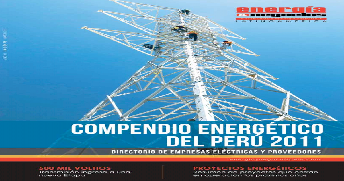 Compendio Energetico Del Peru 2011 Pdf Document