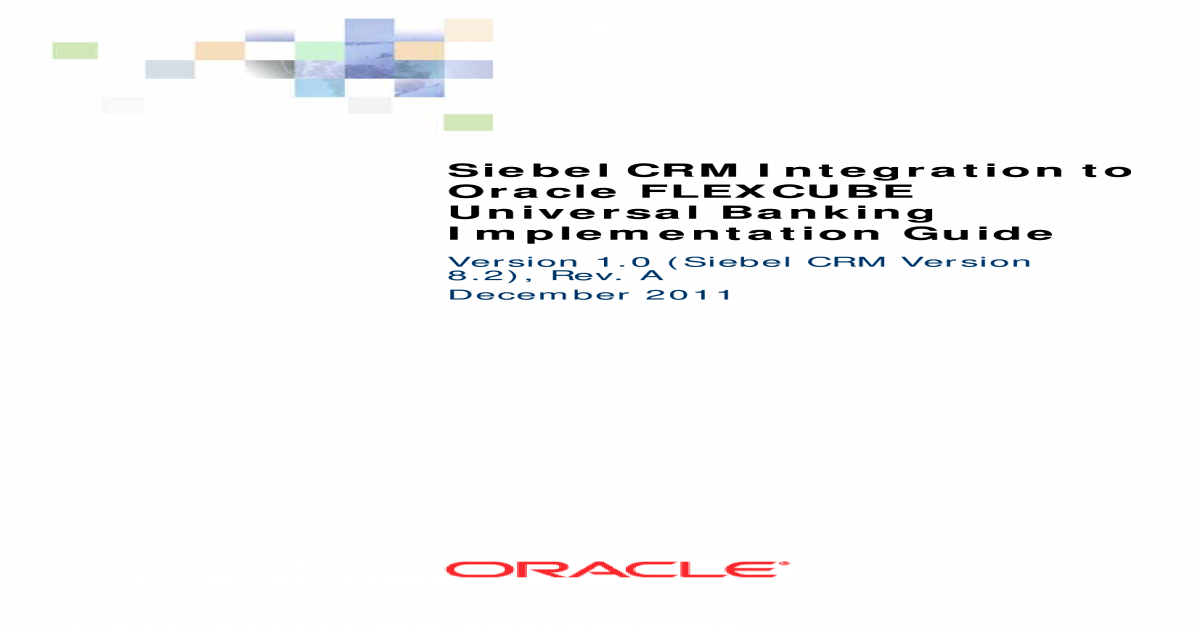 Siebel Crm Integration To Oracle Flexcube Universal Crm