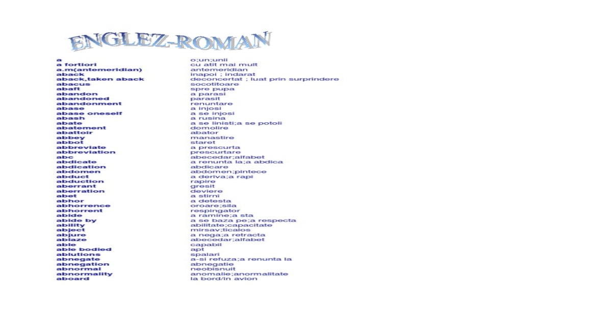 Dictionar Englez Roman Xls Document