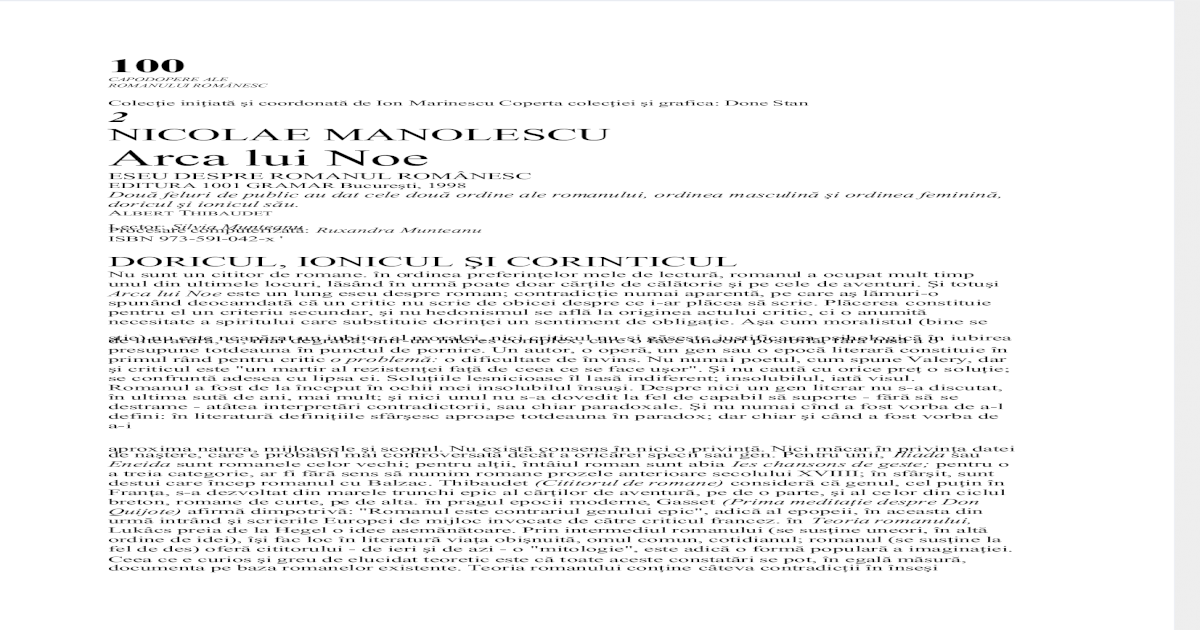 Nicolae Manolescu Arca Lui Noe Pdf Document