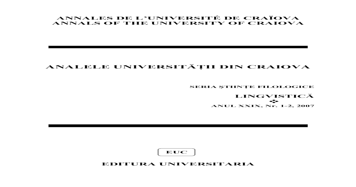 Analele Universitii Din Craiova Cis01 Ucv Cecilia Condei