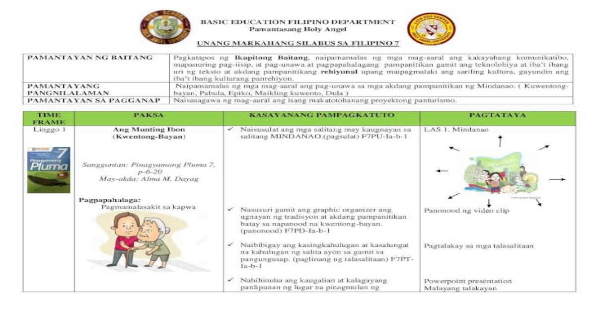 BASIC EDUCATION FILIPINO DEPARTMENT mga pangungusap na walang paksa