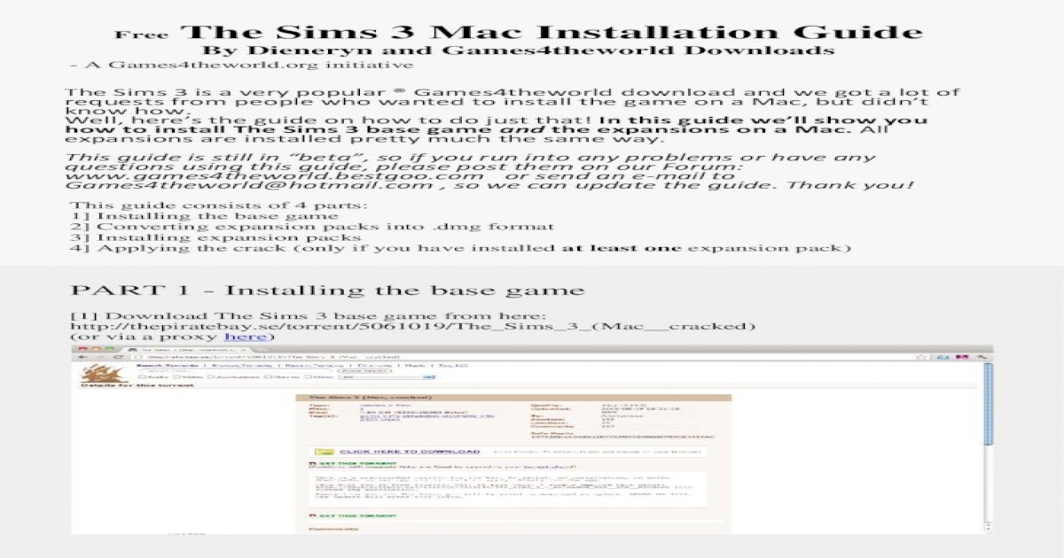 Download Torrent Sims 3 Mac
