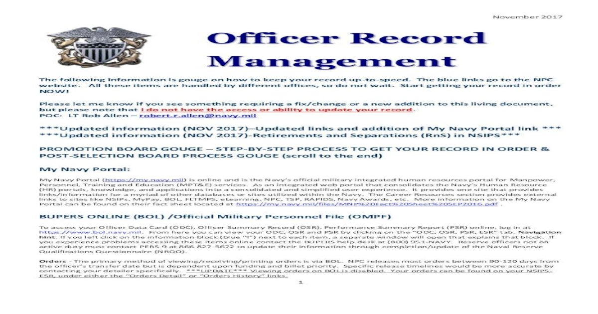 July 2016 Officer Record Management Pdf Document