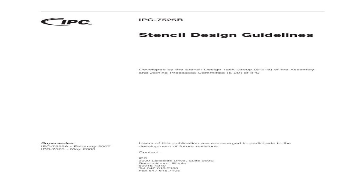 IPC7528B table of .IPC7525B Stencil Design Guidelines