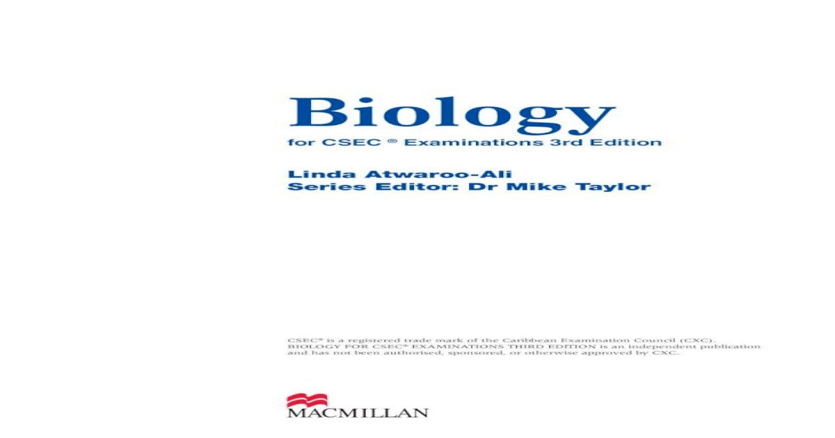 for CSEC Examinations 3rd Edition Macmillan Caribbean Biology for CSEC آ® Examinations 3rd