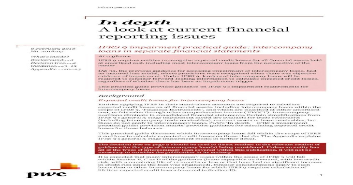 In Depth A Look At Current Financial Reporting Issues Pwc Ifrs 9