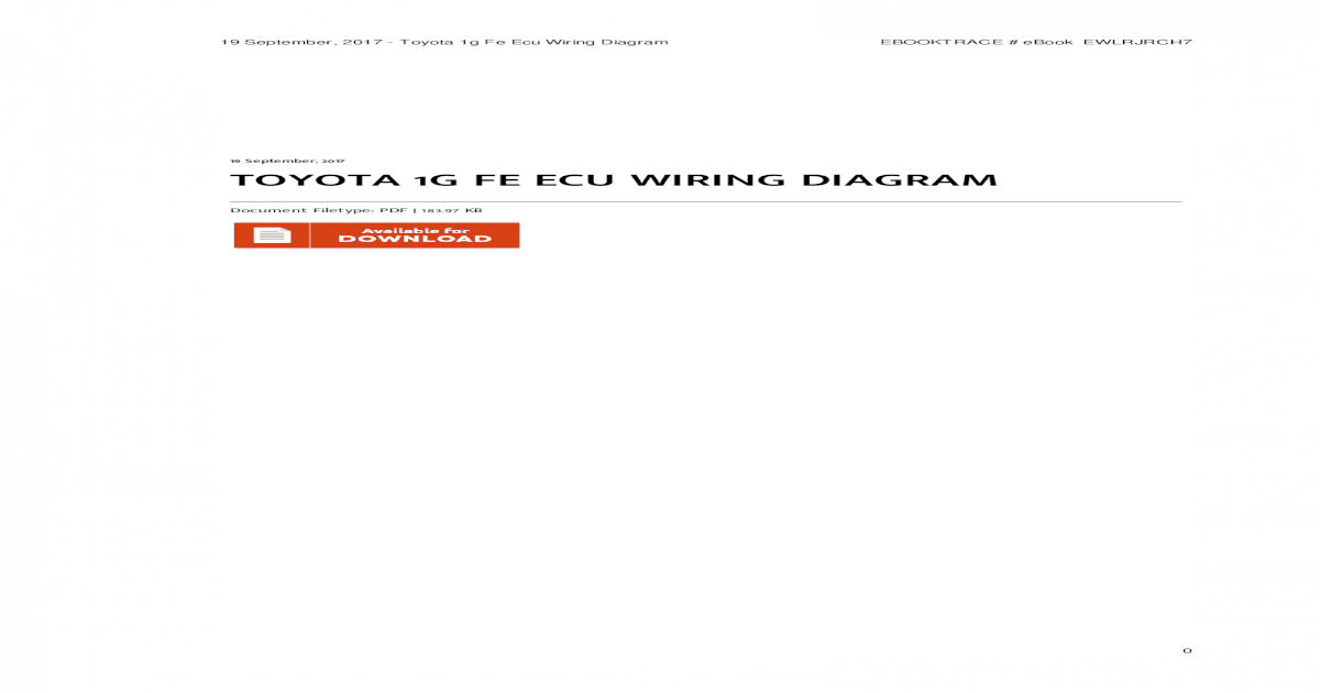 Toyota 1g Fe Ecu Wiring Diagram PDF EbookTrace Avanza