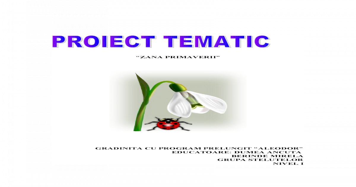 Proiect Tematic Zana Primaverii Pdf Document