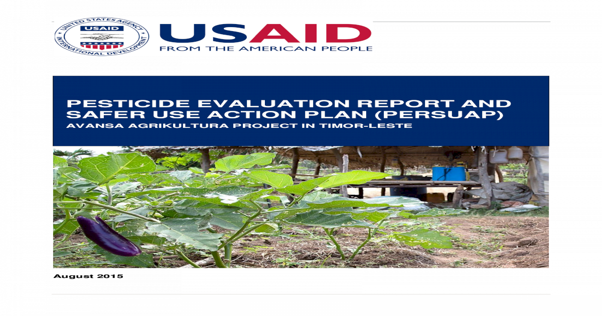 pesticide evaluation report and safer use action plan