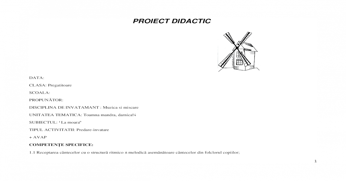 Proiect Didactic Muzica Si Miscare Doc Document