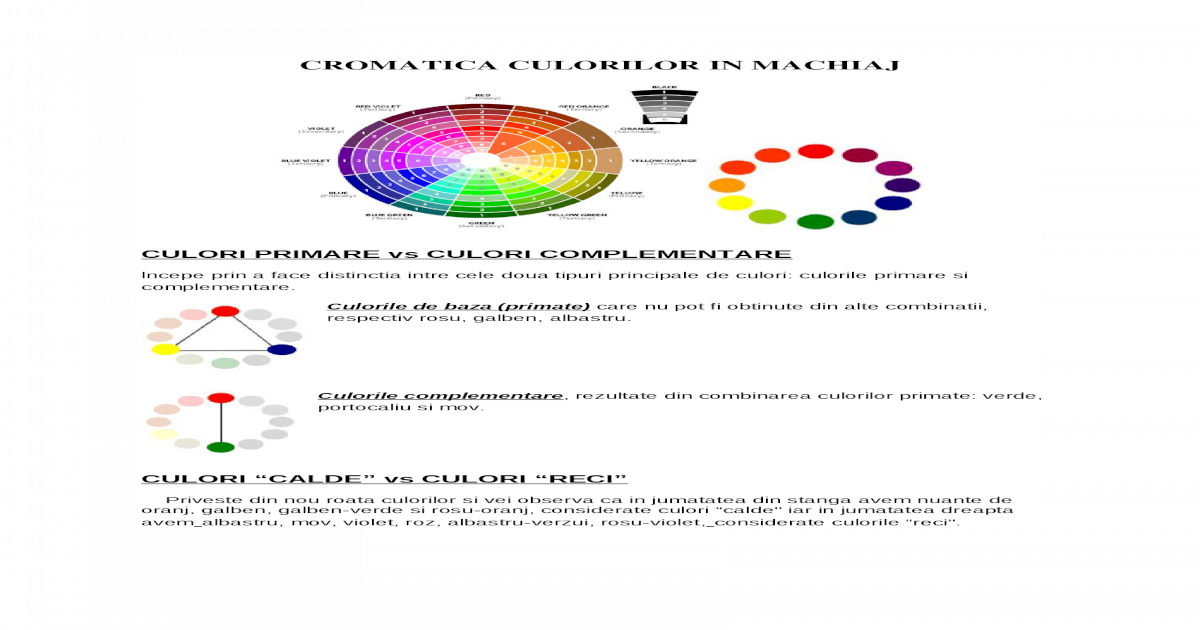 Cromatica Culorilor In Machiaj Docx Document