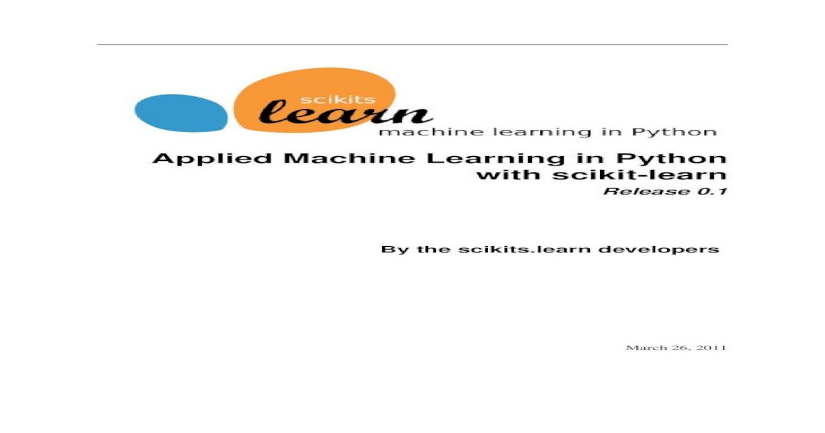 Applied Machine Learning in Python with scikit-learn ...
