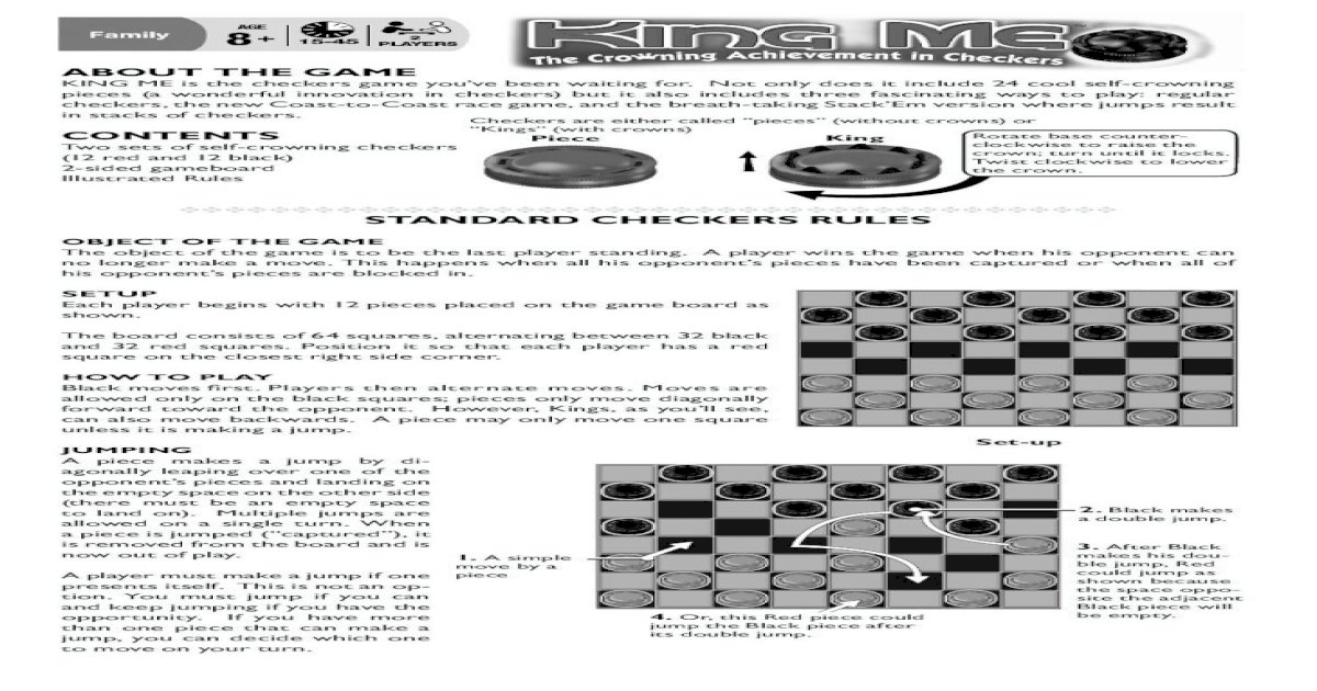 ABOUT THE GAME CONTENTS STANDARD CHECKERS RULES 2009-03-30آ ABOUT THE ...