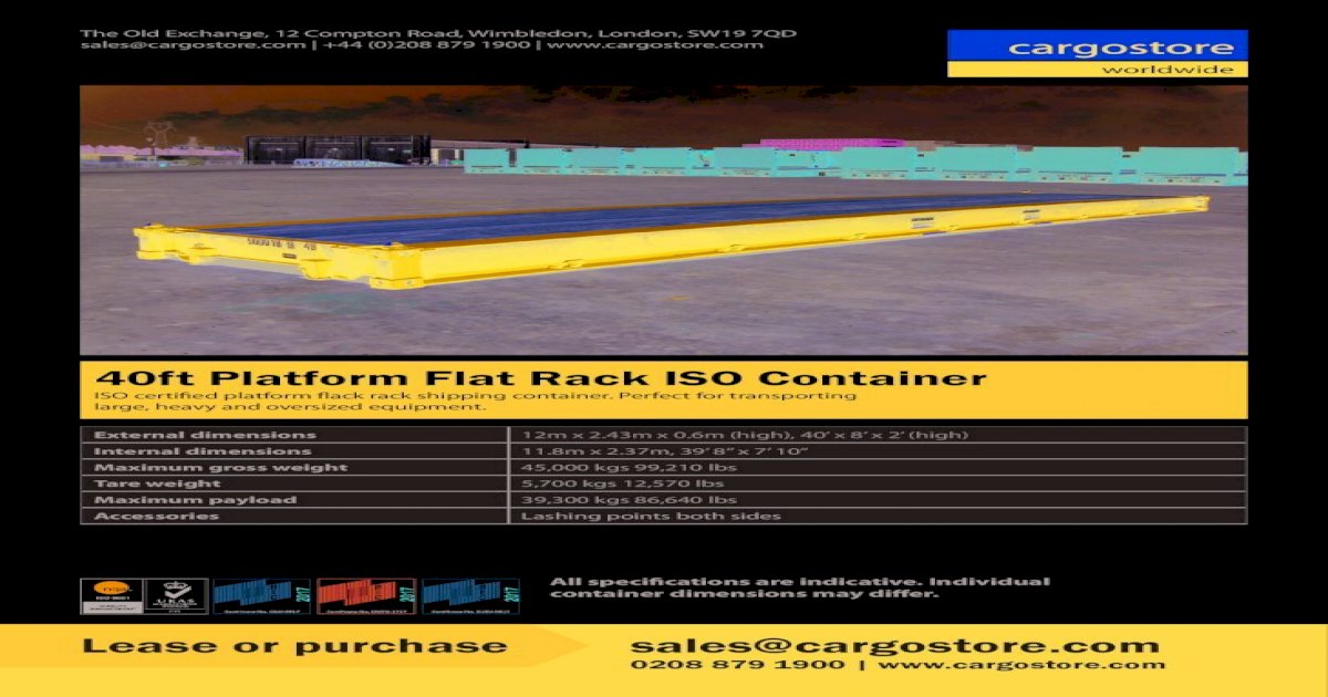 40ft Platform Flat Rack ISO Container 40ft Platform Flat Rack ISO