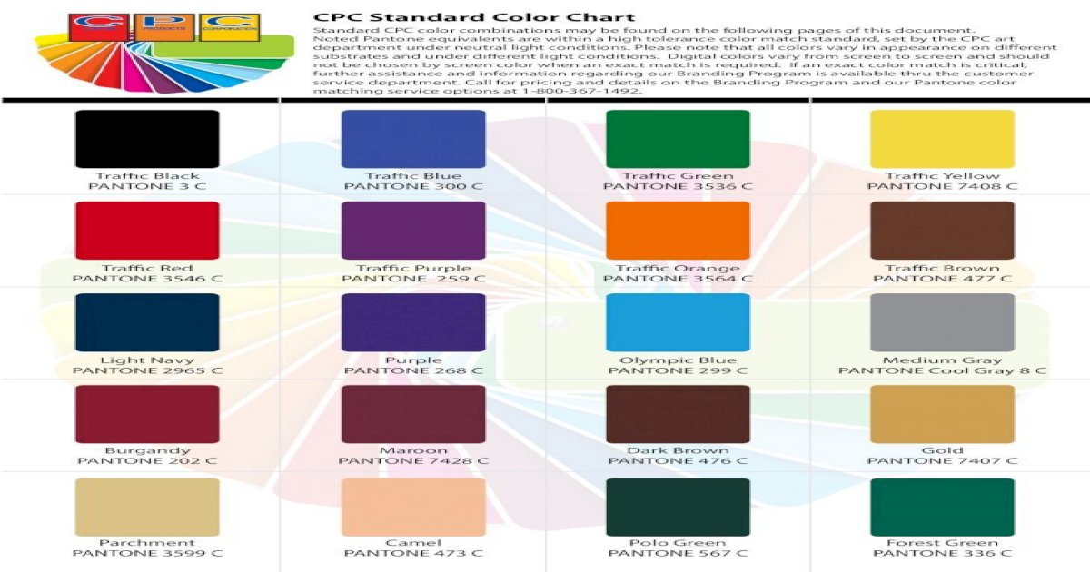 Cpc Standard Color Chart Custom Products Corporation Traffic Red