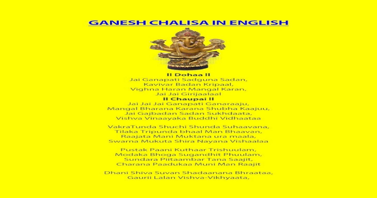 Ganesh Chalisa In English Pdf Document Shree ganesh chalisa in english pdf download. documents mx